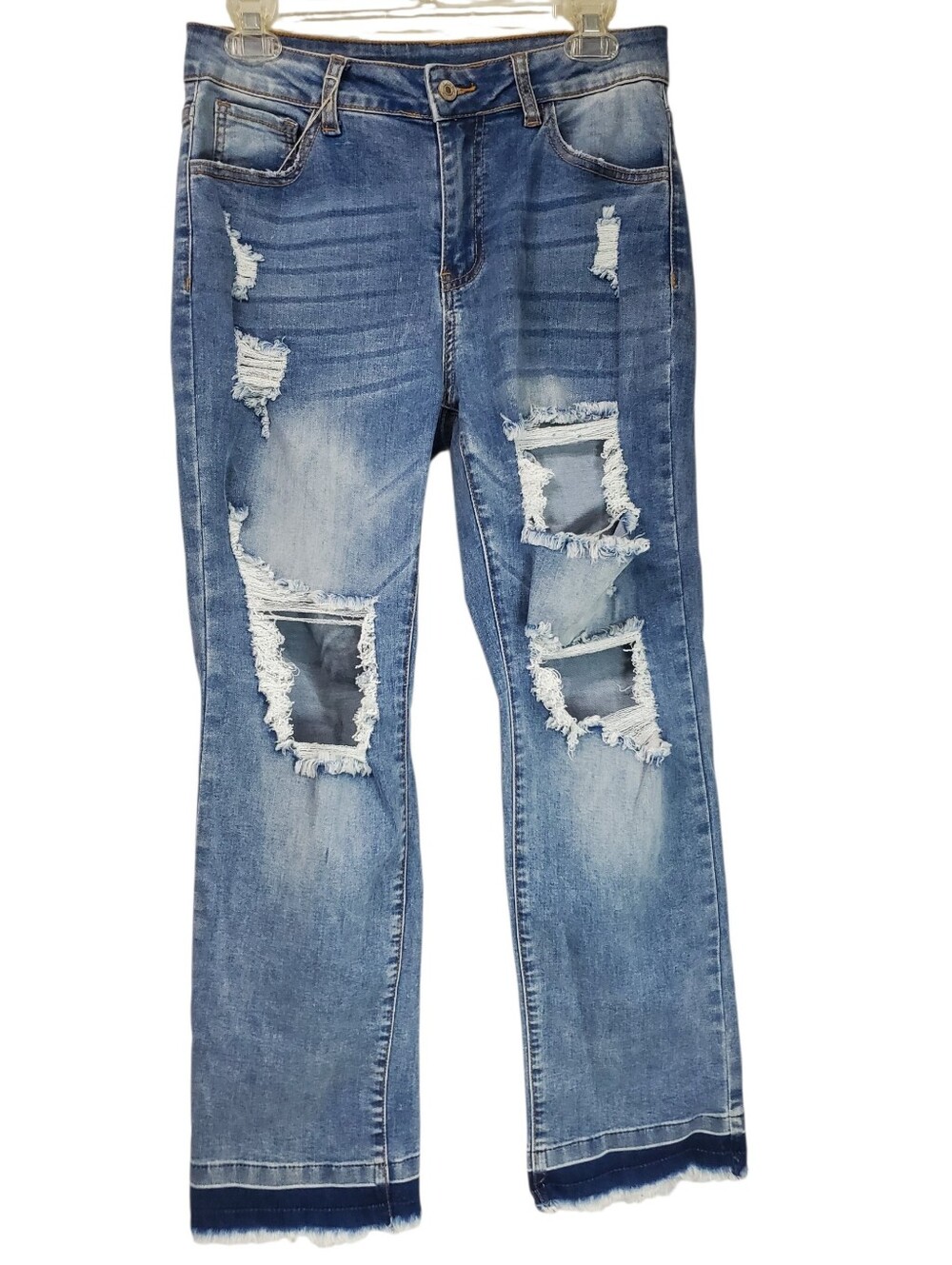 Distressed Straighteg Boyfriend Style Boutique Jeans Size Medium Mid Rise